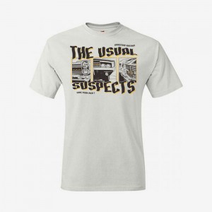 Dragstrip Clothing The Usual Suspects stone washed white t`shirt
